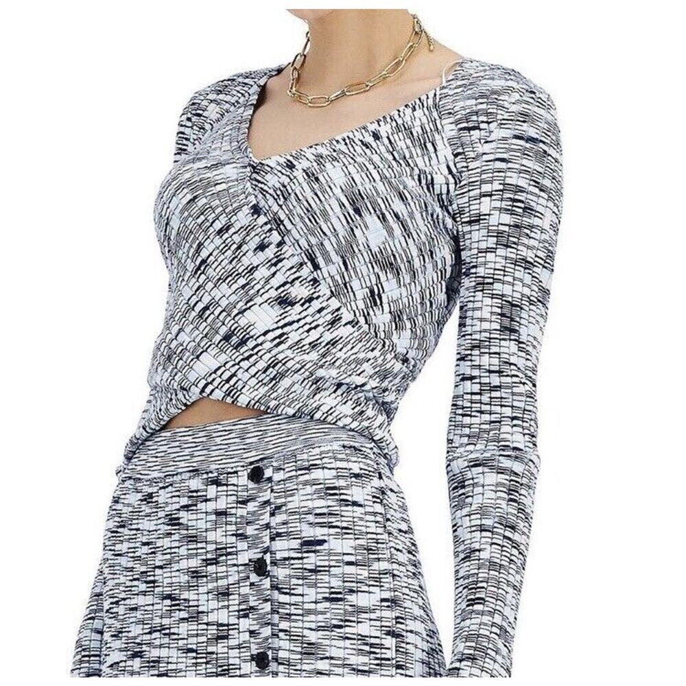 INC Marled Stretchy Crop Wrap Sweater in Space Dye Indigo Sz LG/NWT $69 MSRP